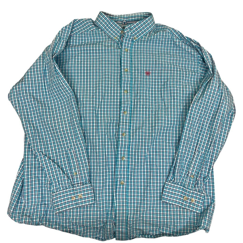 Ariat Pro Series Like New Long Sleeve Shirt Blue and Pink Size XXL